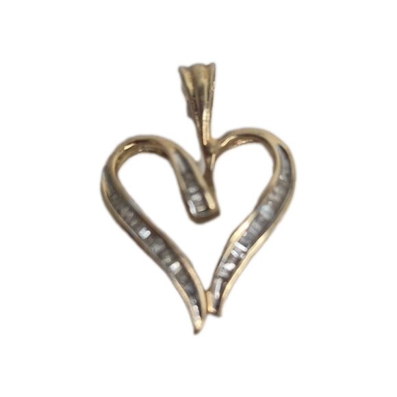 Caspian International 1/4ct Diamond Heart Pendant 10k Yellow Gold 2.2g - Picture 2 of 12